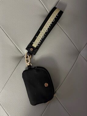 lululemon athletica Black Wristlet Key & Card Holder with Gold Accents
